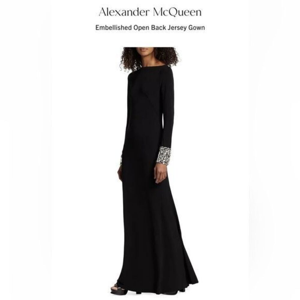 Alexander mcqueen Crystal Shard Long Sleeve Crepe Jersey Maxi Dress It 42 (US 6)